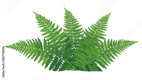 Green fern leaves isolated on white background.