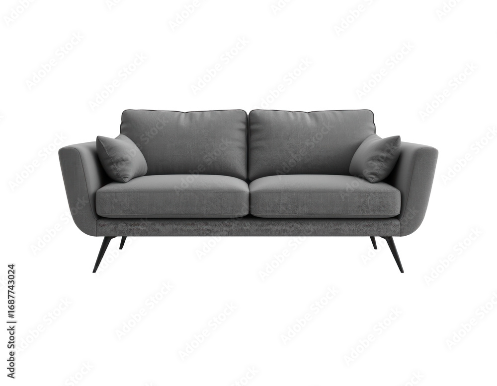 Fototapeta premium Modern Minimalist Grey Sofa with Cushions for Stylish Interiors
