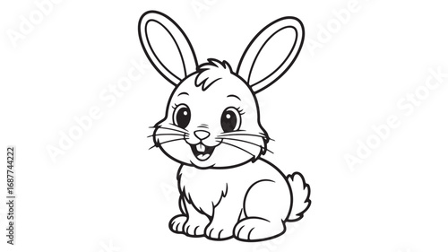 Adorable cartoon bunny rabbit sitting perfect for childrens books and illustrations