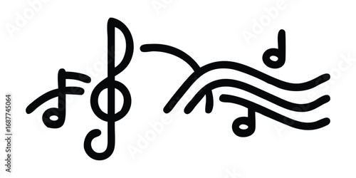 Vector illustration of a musical instrument with headphones and music notes