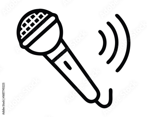 A vibrant vector illustration of a retro-style microphone icon on an internet button, perfect for capturing vintage sound and music themes