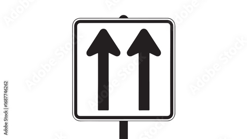 Two-way traffic sign black and white isolated on white background