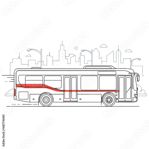 Urban bus in side view is a modern passenger transportation vehicle. Urban bus design is public transit option for commuting within city.