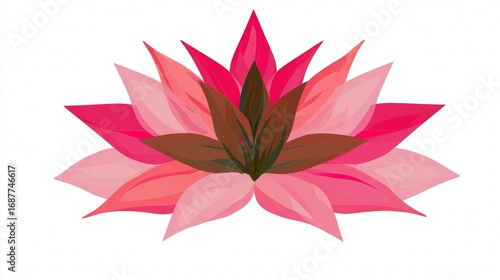 Pink lily flower blossom vector design pattern with pink and yellow leaves for floral nature illustration