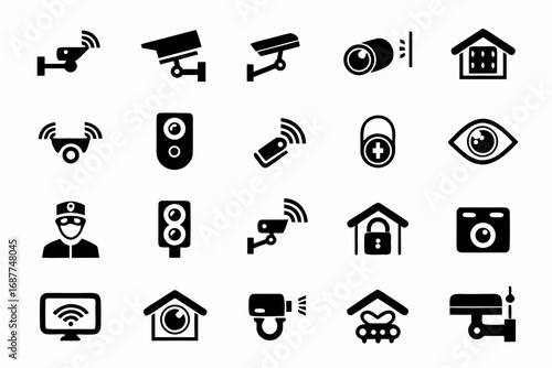 Security camera icon home security cameras cctv surveillance camera vector icons editable svg file