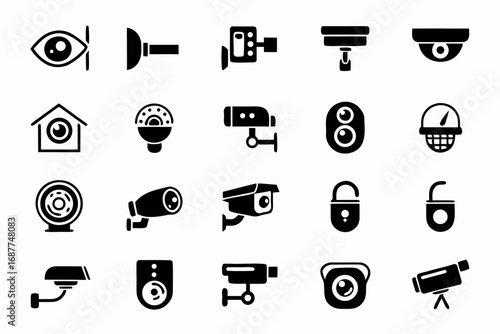 Security camera icon home security cameras cctv surveillance camera vector icons editable svg file