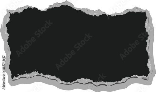 Torn Paper with Black Background and Gray Edges