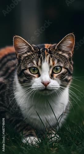 Cat Portrait on Grass