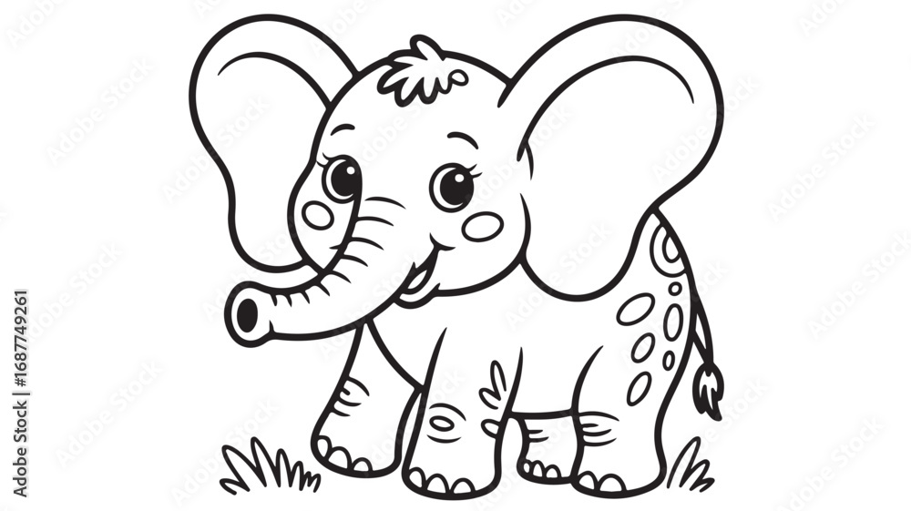 Fototapeta premium Adorable cartoon baby elephant perfect for childrens books and educational resources