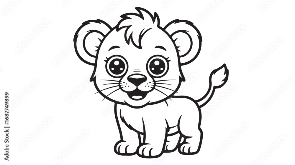 Fototapeta premium Adorable cartoon lion cub perfect for childrens books and illustrations