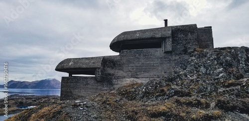 World War II bunker on Unalaska Island, Aleutian Islands, Alaska, USA. Historic fortification from the Aleutian campaign during World War II