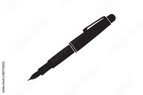 Classic black silhouette of a fountain pen with nib