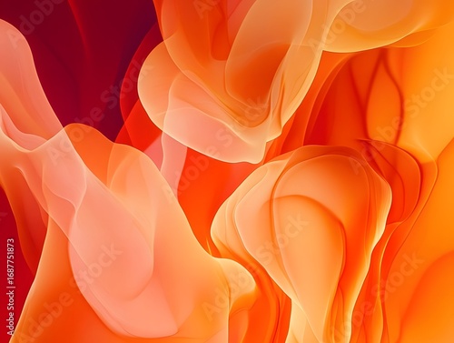 Abstract Orange and Red Fluid Flowing Design Background