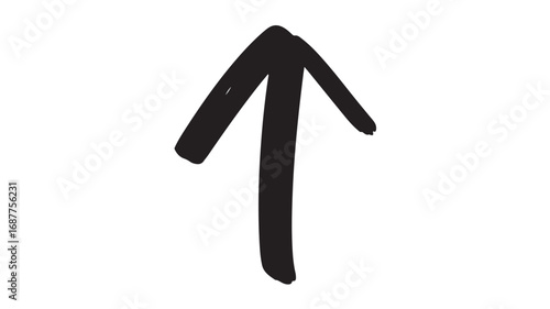 Hand-drawn arrow pointing up, black ink, vector graphic