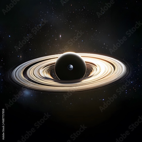 Stunning Planetary Rings Space Scene Cosmic Background