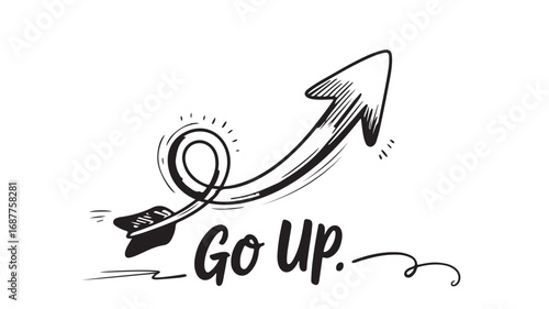 Go Up Hand-drawn Upward Arrow Graphic, Growth, Success, Motivation