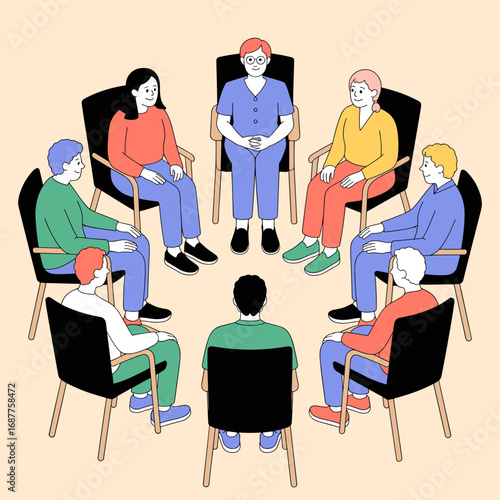 Group Therapy Support Session Illustration