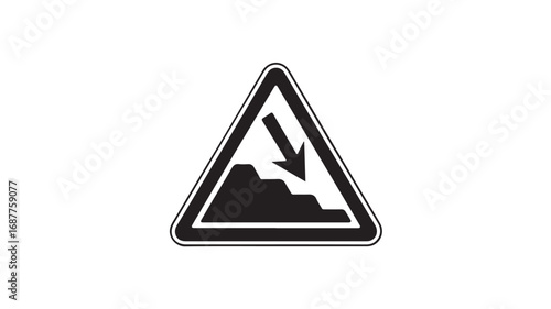 Steep Descent Ahead Road Sign Graphic