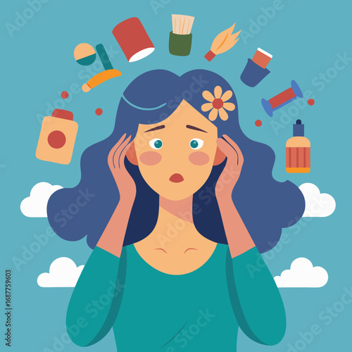 Confuse girl vector 