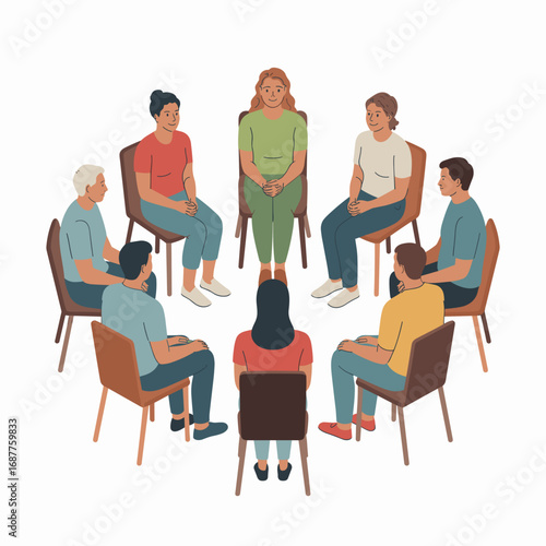 Group Therapy Support Session Illustration