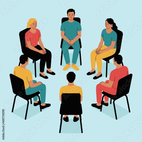 Group Therapy Support Session Illustration