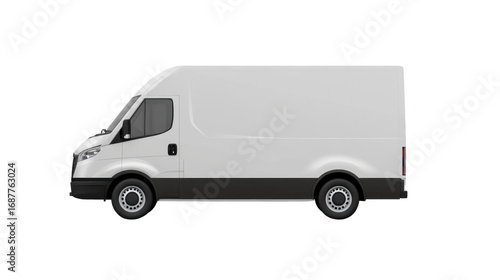 white delivery van on white background 