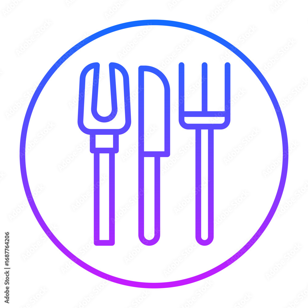 Fototapeta premium Carving Knife and Fork Vector Icons