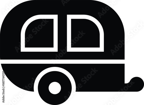 Plan your next outdoor adventure with this minimal caravan icon, perfect for travel and camping designs