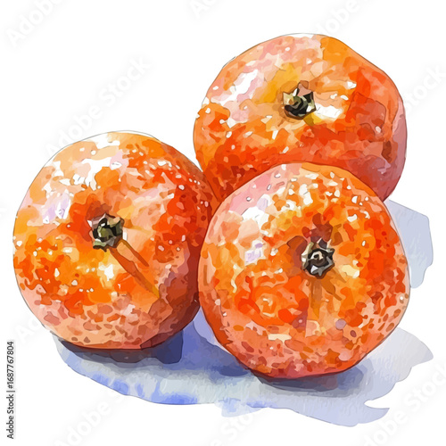 Santol, watercolor painting vector, isolated on a white background.