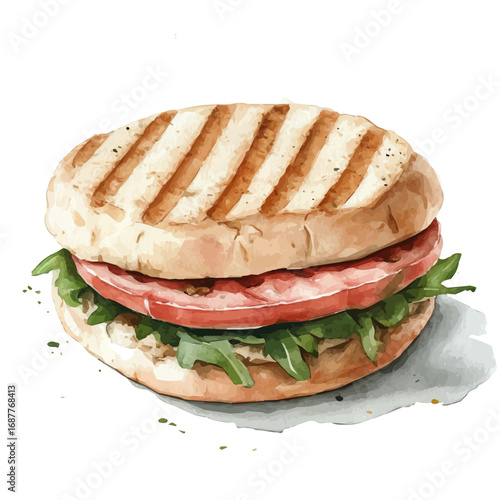 Sandwich, watercolor vector, isolated on a white background.