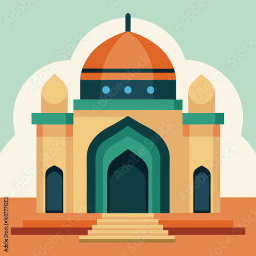 vector illustration of mosque taj mahal vector illustration or mosque vector. Design element 