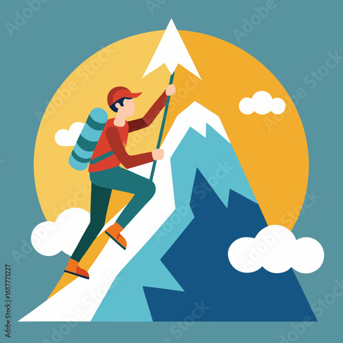 mountain skier on the top of mountain vacation mounting climbing