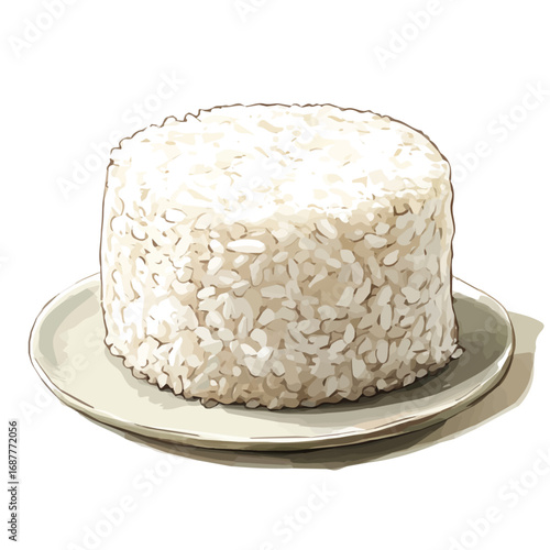 Rice Cake, watercolor painting vector, isolated on a white background.