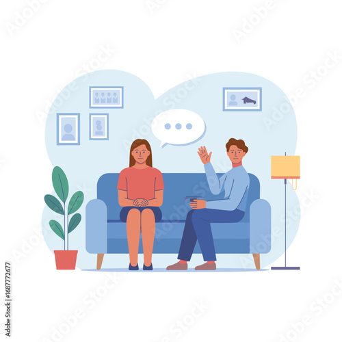 Psychologist Counseling Session Illustration