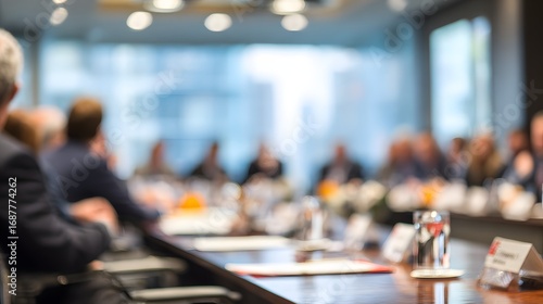 Wallpaper Mural Abstract Business Meeting: Soft Focus Conference Table with Bright Bokeh and Anonymous Professionals. Torontodigital.ca