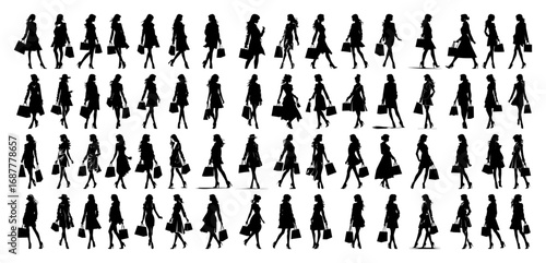 Shopping woman silhouettes collection