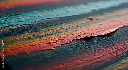 Vibrant Impasto Paint Strokes on Canvas: Textured Abstract Art Detail