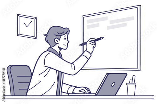 business people working, with office supplies around