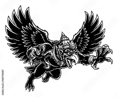 Mythical garuda bird from hindu mythology vector mascot