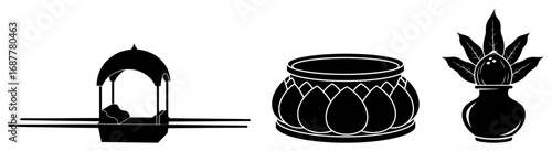 Set of hindu religious ceremony icons