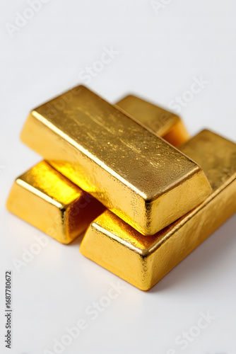 Wallpaper Mural Stack of shiny gold bars isolated on a clean white background. Torontodigital.ca