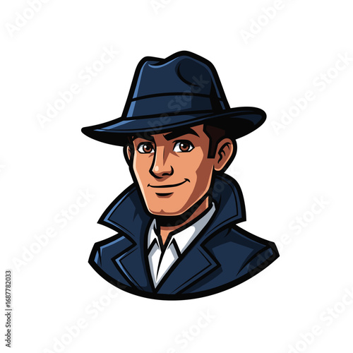 A handsome man in a trench coat and fedora hat, reminiscent of a detective or spy
