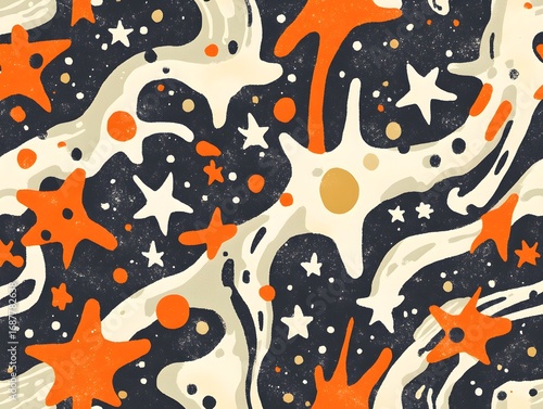 Abstract Cosmic Starry Night Seamless Pattern Design