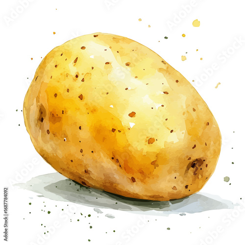 watercolor vector of Potato, isolated on a white background.