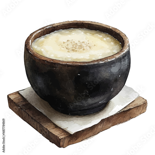 Porridge, watercolor illustration vector, isolated on a white background.