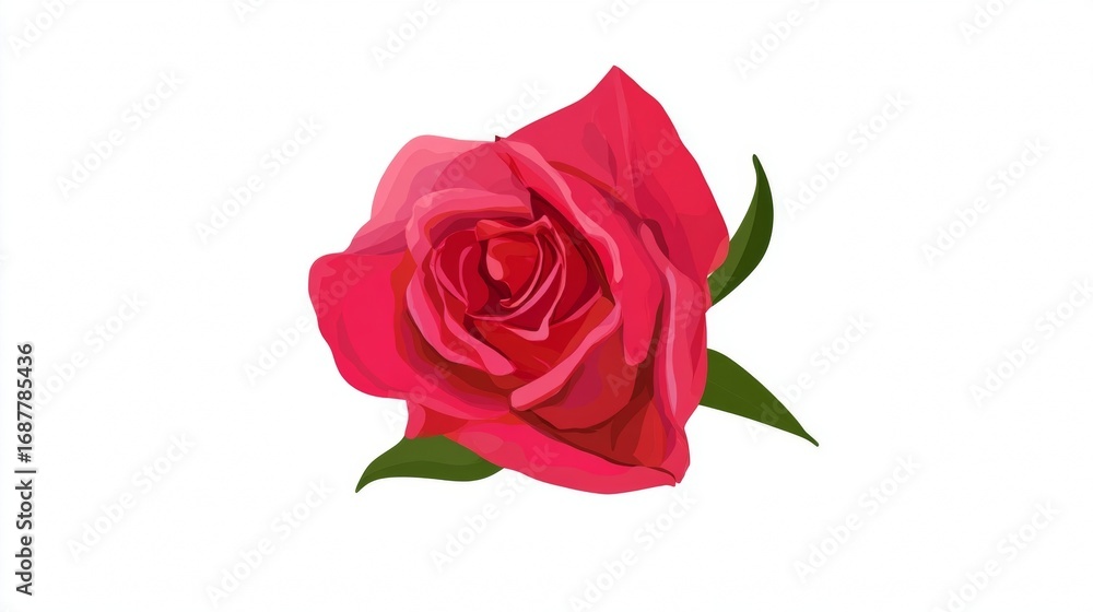 Fototapeta premium Beautiful red rose flower bud on a white background, symbolizing love and romance for Valentine's Day