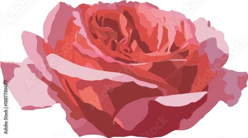 Pink rose flower illustration isolated on white background for love and valentine design