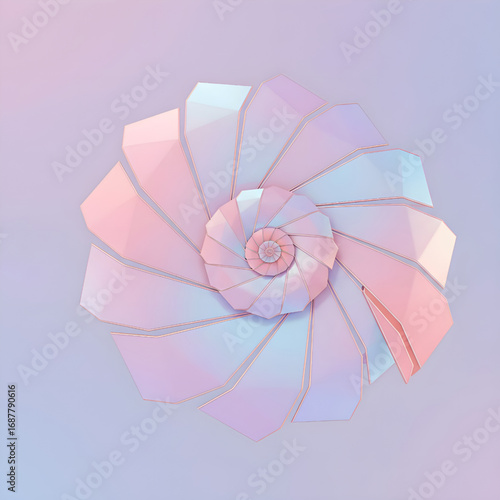 Transparent abstract flower pattern featuring spirals and blended pink-blue tones