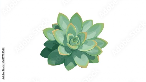 Green succulent plant with thick leaves on a white background