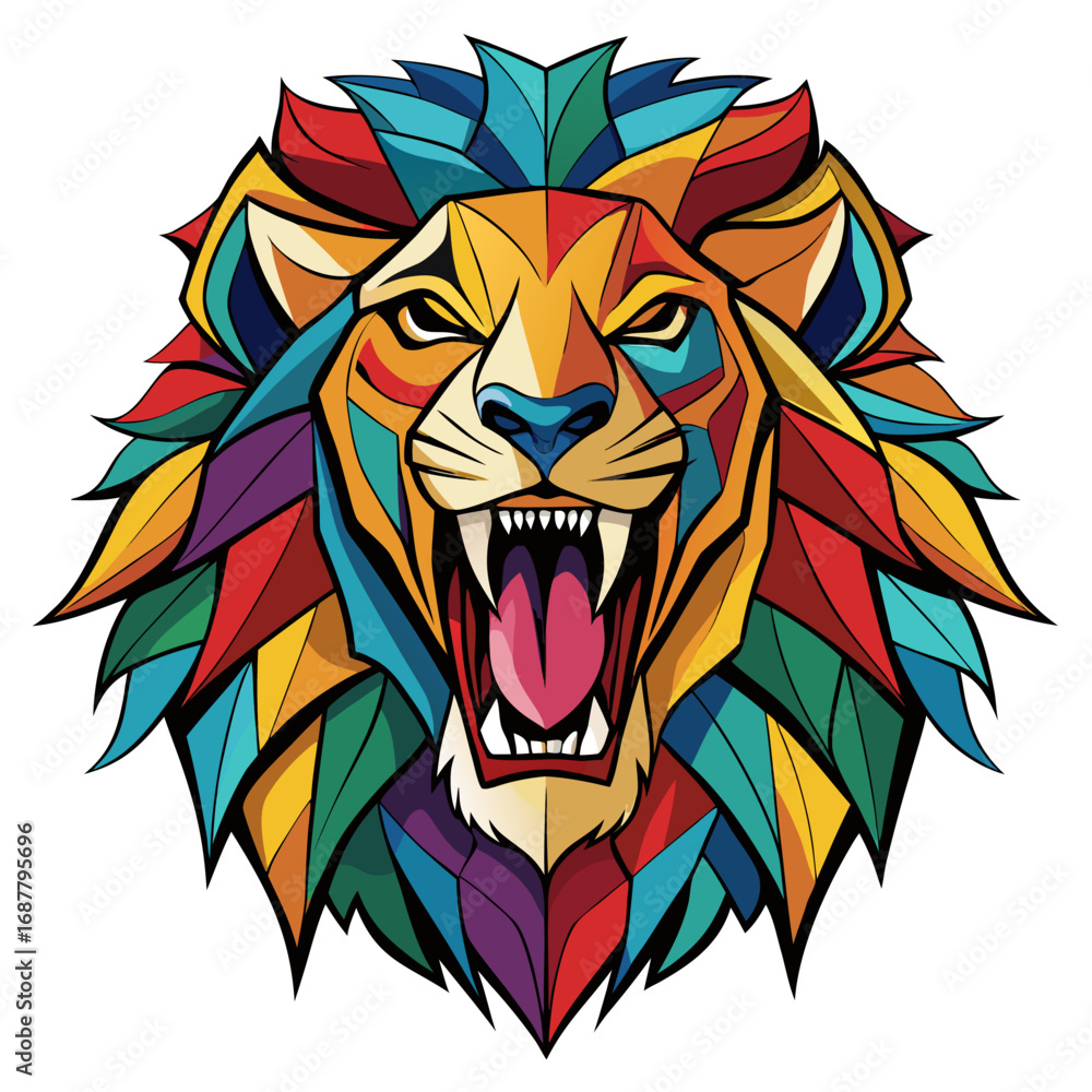 Obraz premium Multicolored stained glass of a Lion